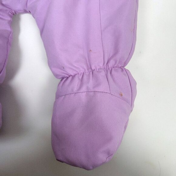 Vintage Infant Baby Girl Purple Hood Snowsuit & Mittens Winter Jacket / 6-9 Mon - Picture 7 of 10